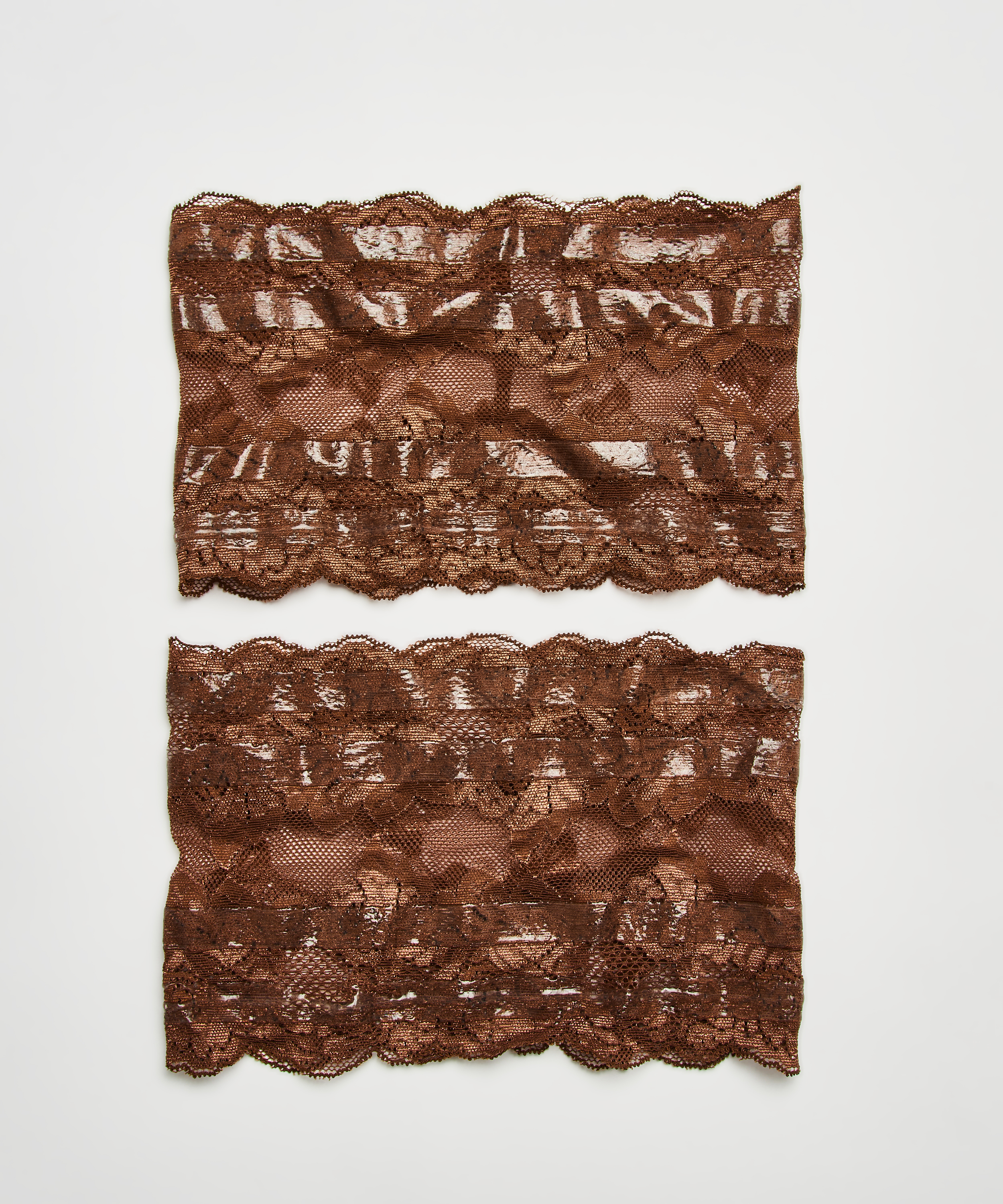 Banda de muslo de encaje, Marrón, main