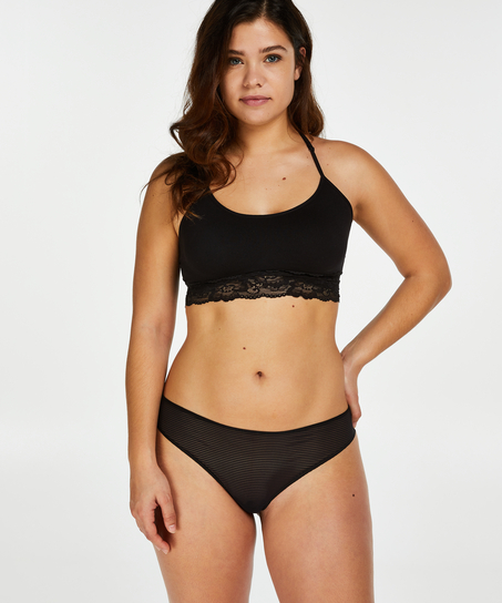 Tanga invisible Stripe mesh, Negro