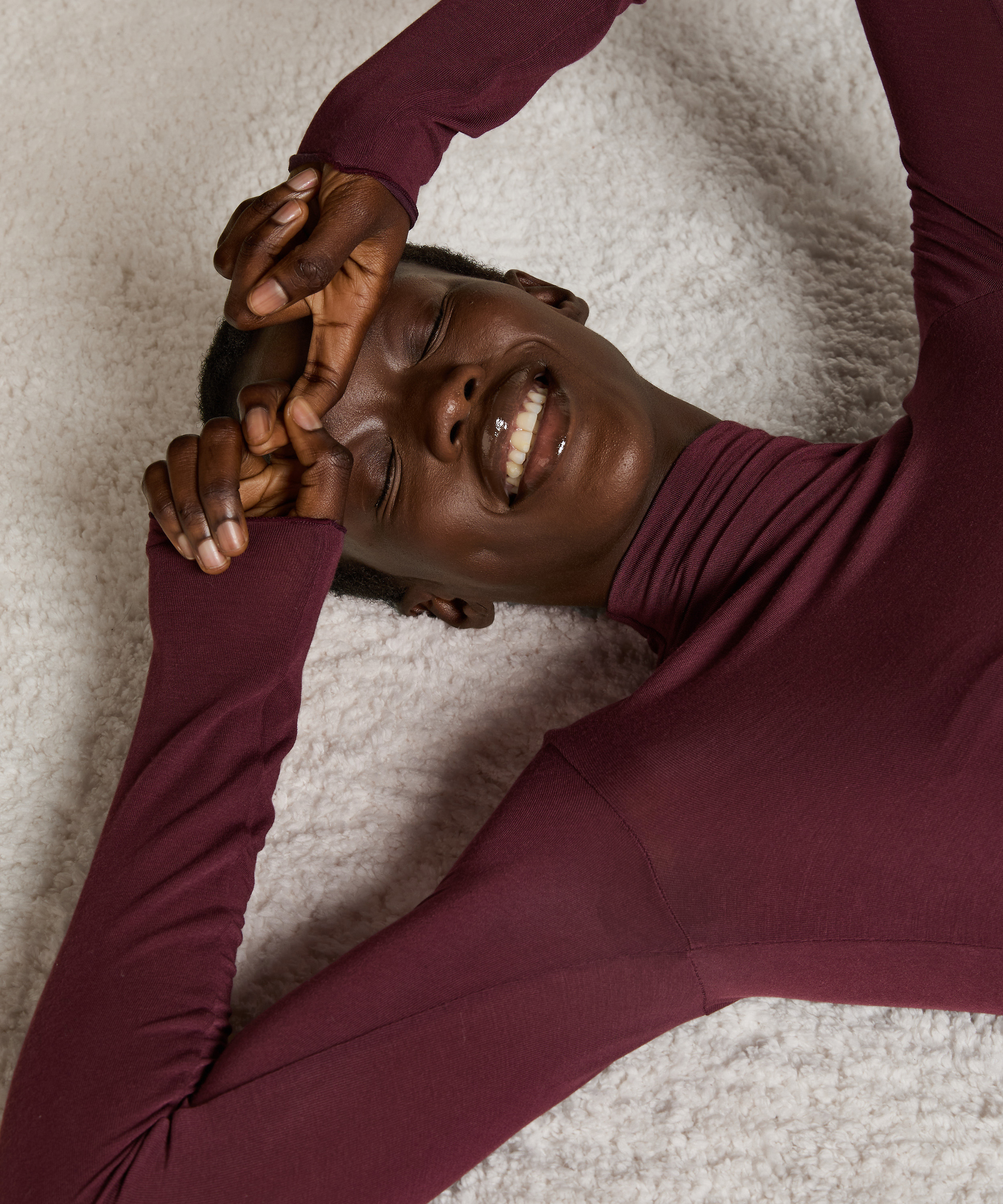 Camiseta de cachemir con cuello alto super suave, Morado, main