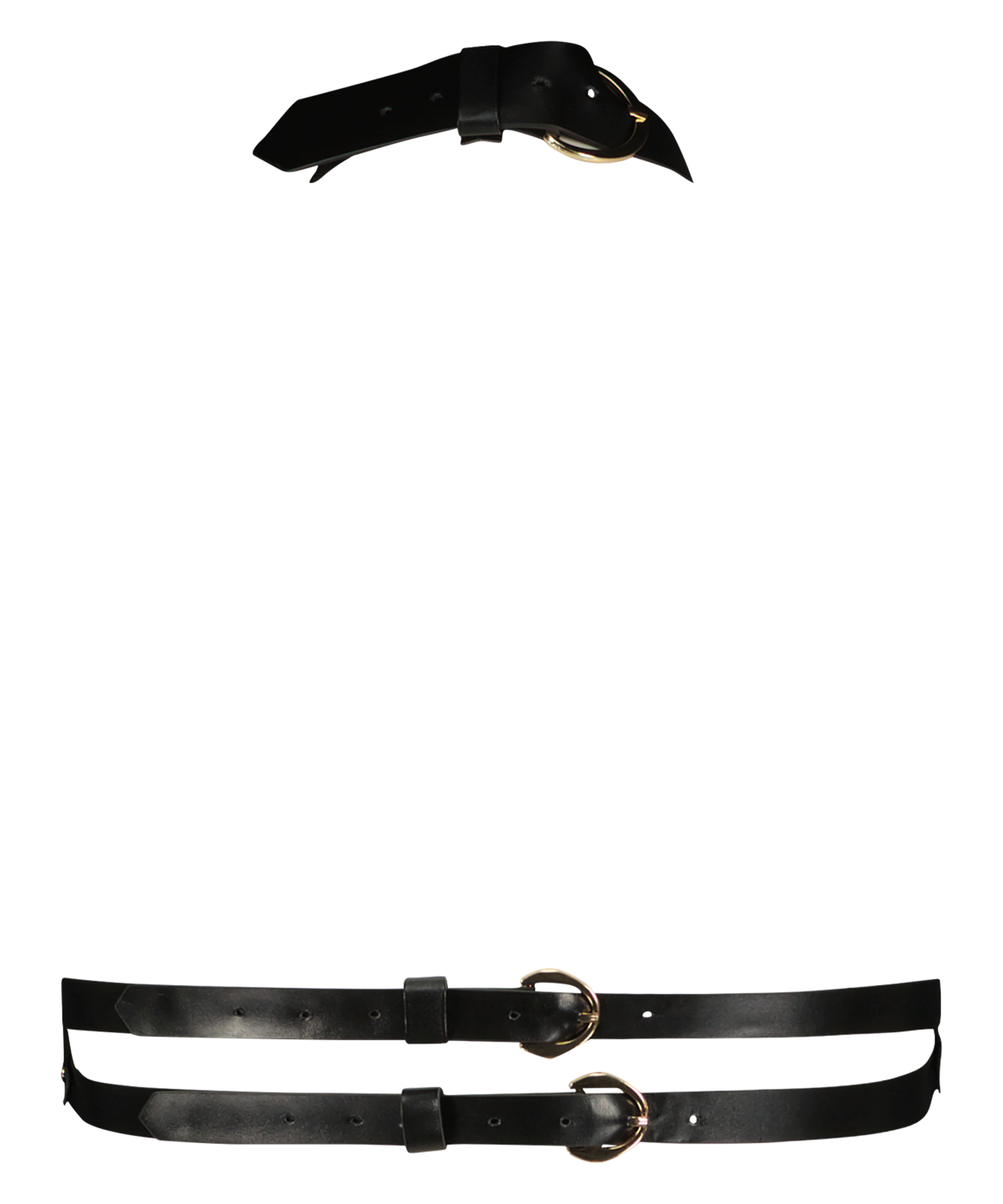 Bralette de piel sintética, Negro, main