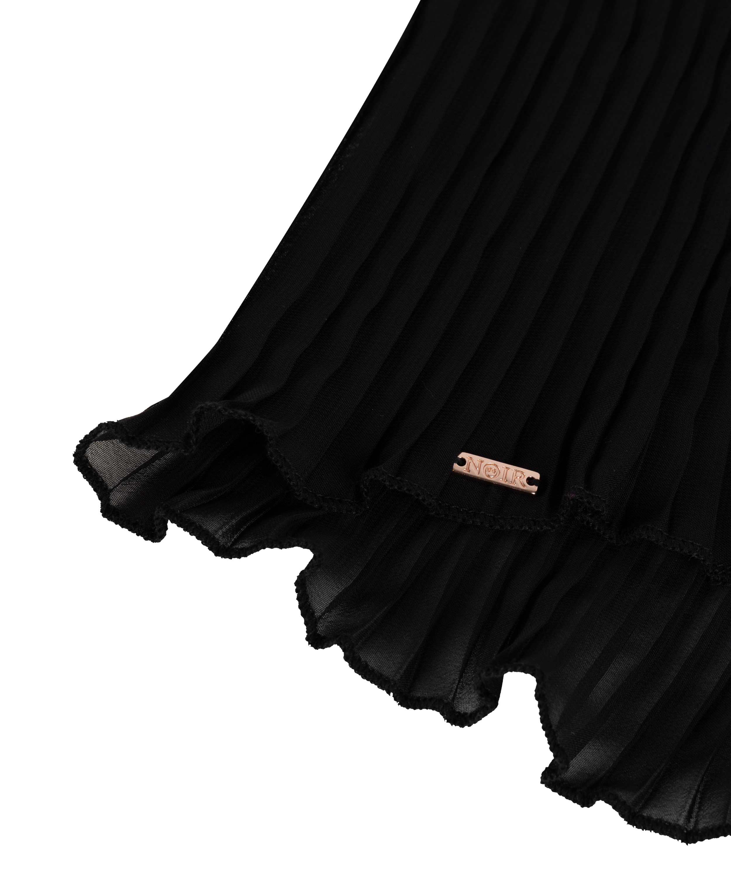 Camisa plisada de encaje, Negro, main