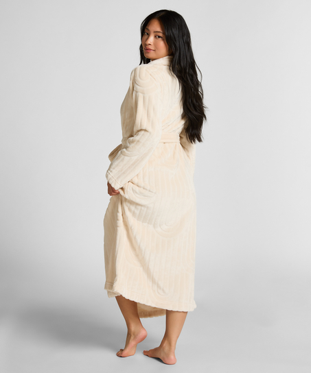 Albornoz largo de fleece, Blanco