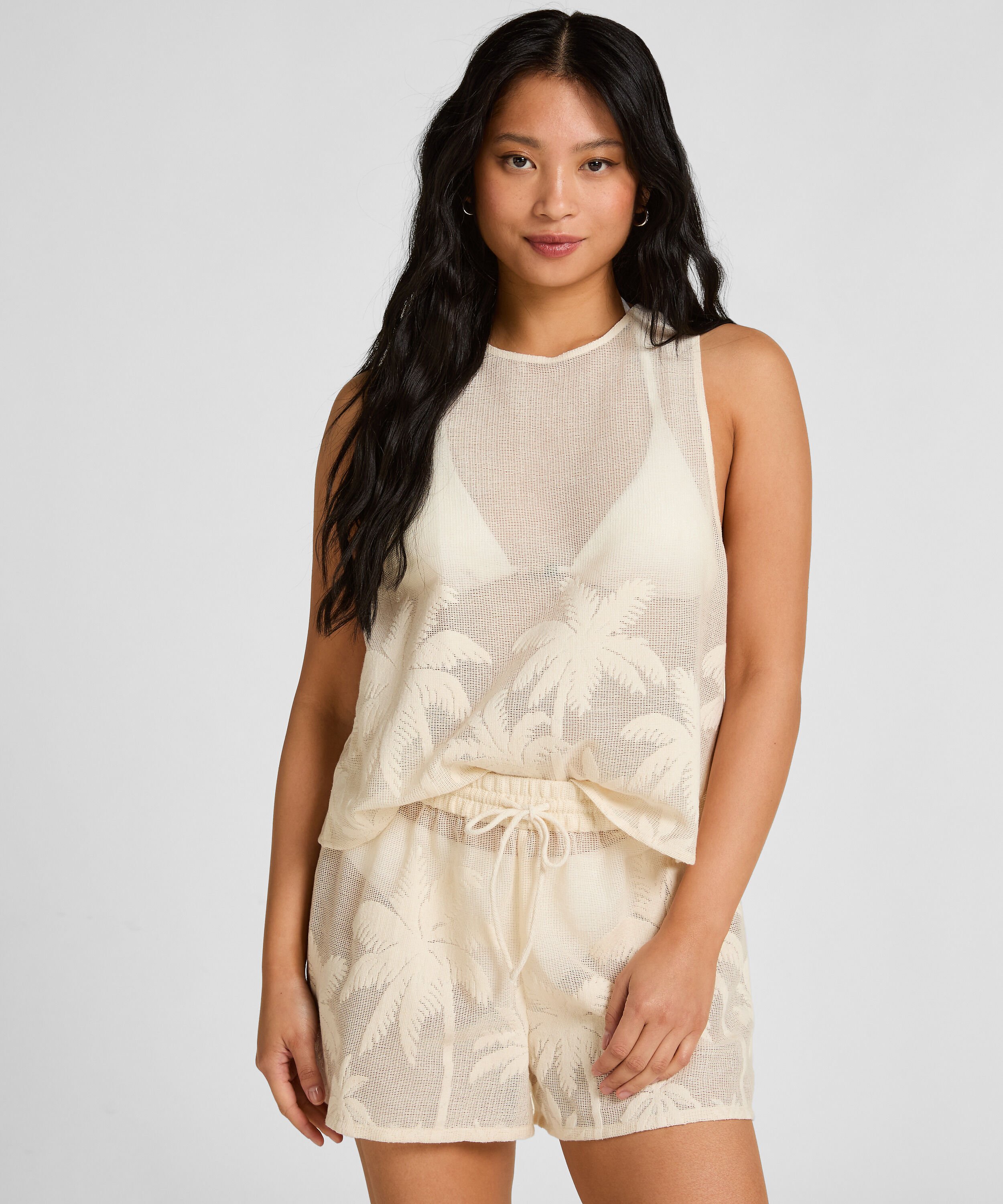 Shorts de Playa Palm, Blanco