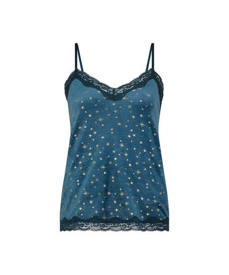 Top Velours Lace, Azul
