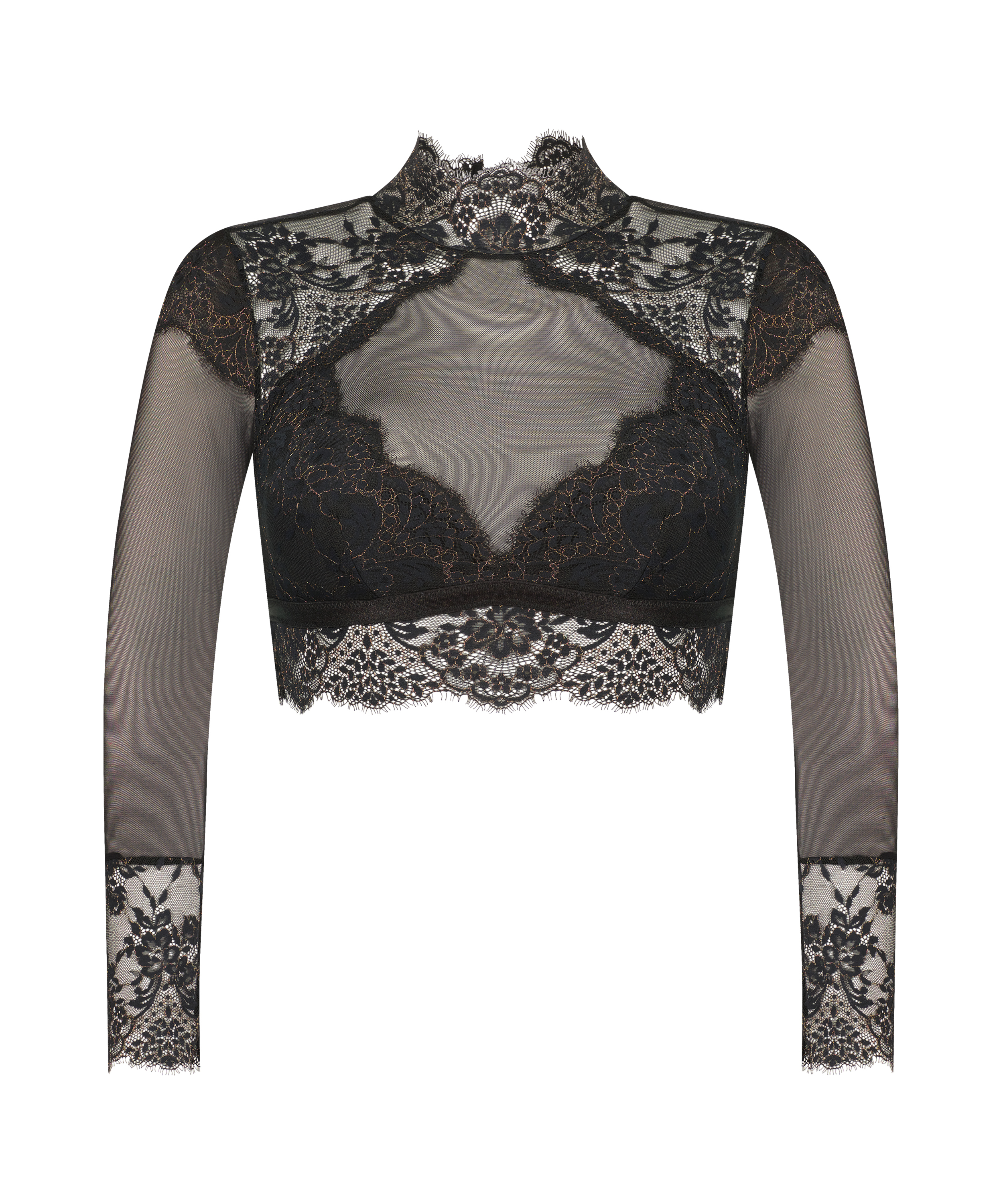 Bralette manga larga Cynthia, Negro, main