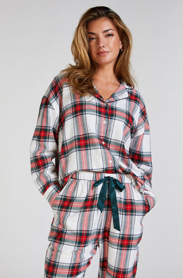 Hunkemöller Top de pijama de manga larga Twill Blanco