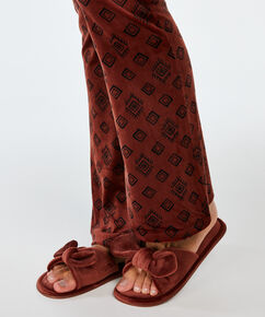 Pantuflas de terciopelo Knot, marr&oacute;n