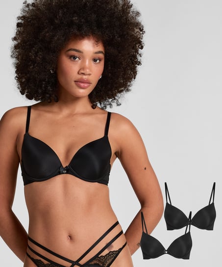 Paquete de 2 sujetadores de aros preformados, Negro