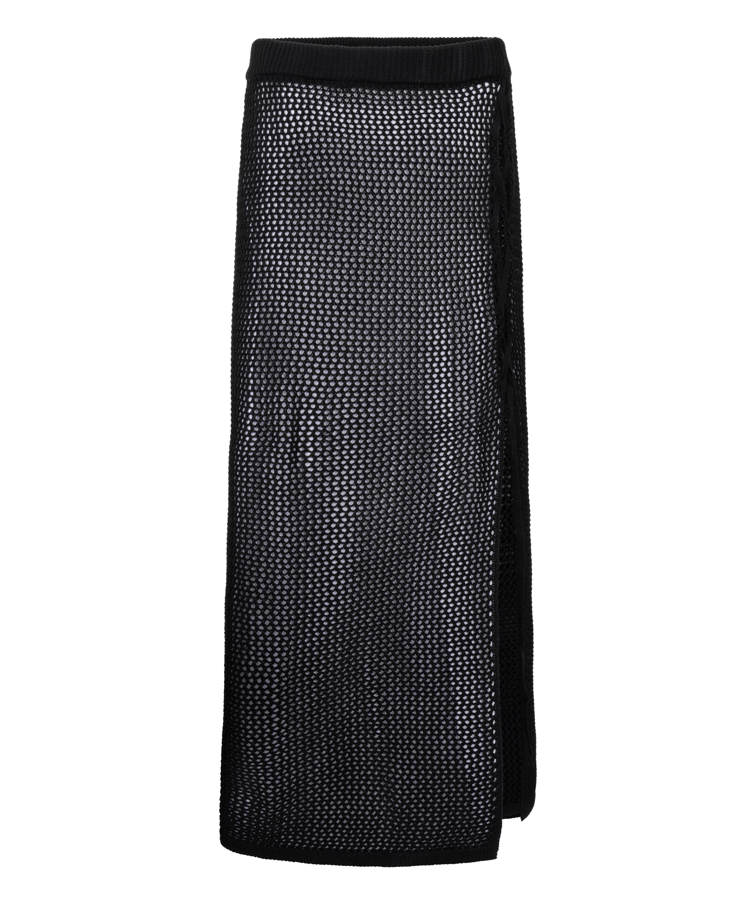 Falda midi de ganchillo, Negro, main