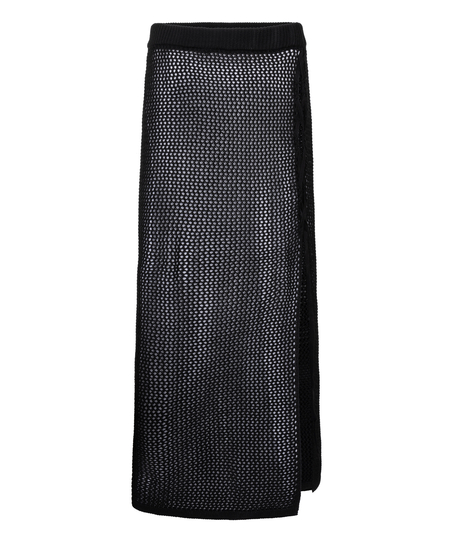 Falda midi de ganchillo, Negro