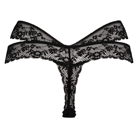 Tanga en forma de V Jasmin wow, Negro