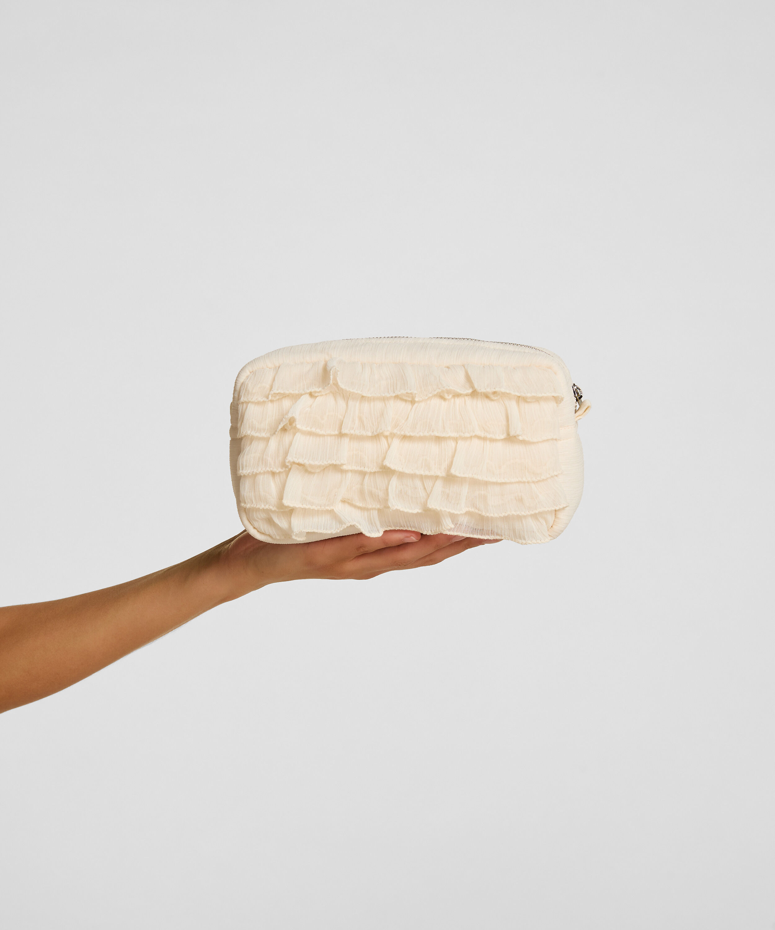 Neceser de Maquillaje Ruffle, Blanco