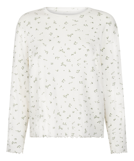 Pyjama Top Loose Pointelle, Blanco