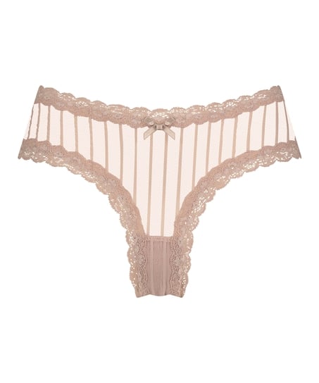 Brasile&ntilde;a en forma de V burn-out mesh, Beige