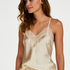 Camiseta top Satin Lace, Beige