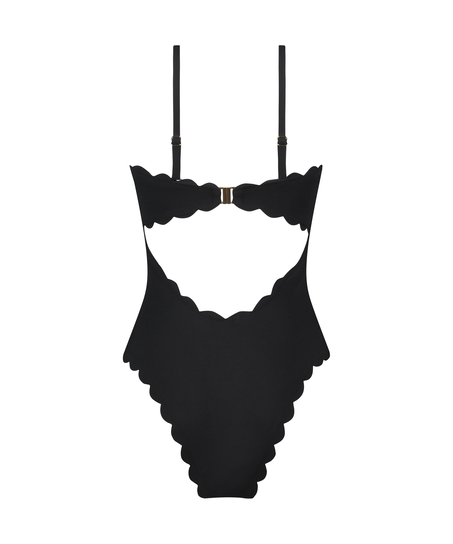 Bañador Bandeau Scallop, Negro