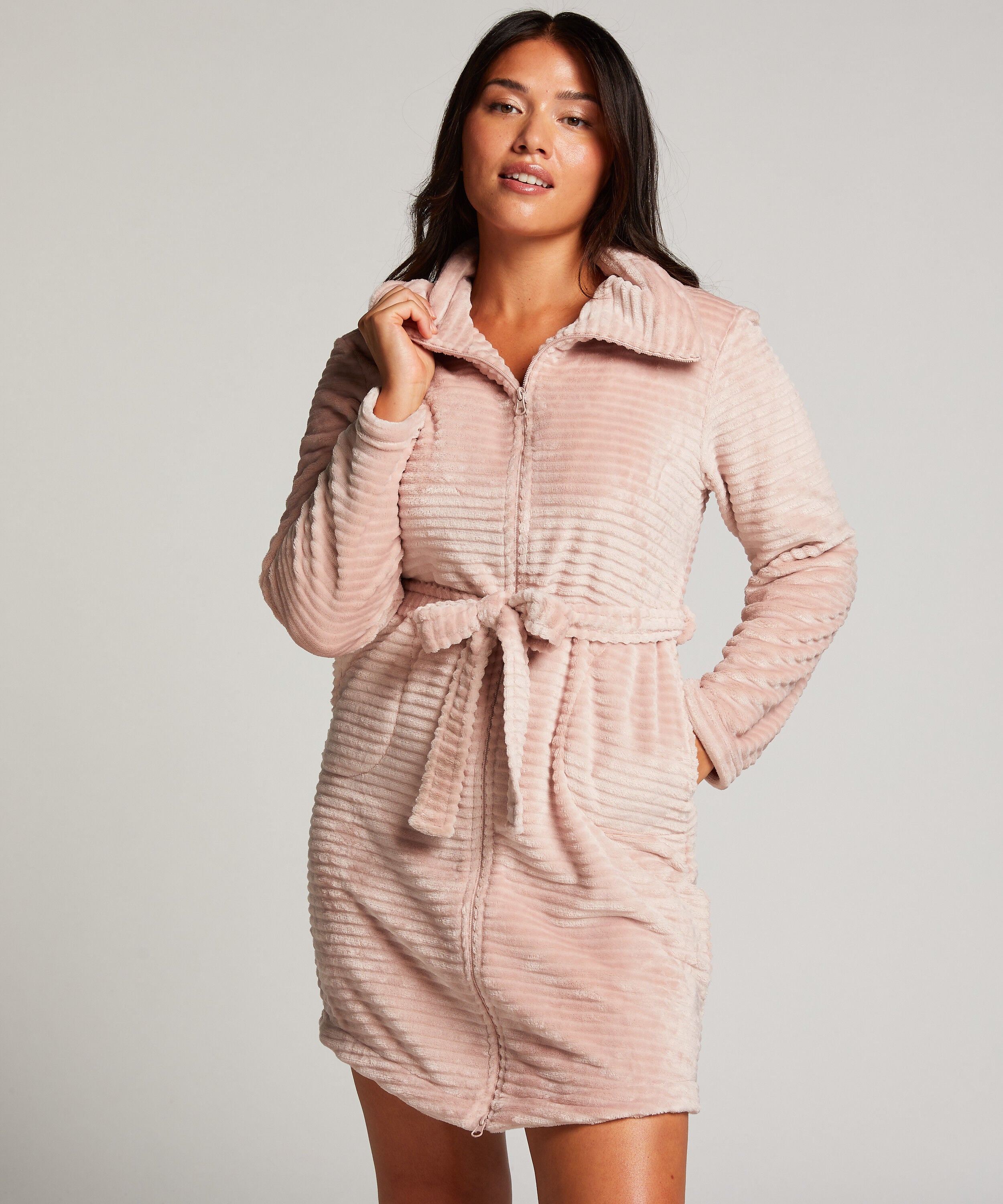 Albornoz Zip Fleece, Rosa