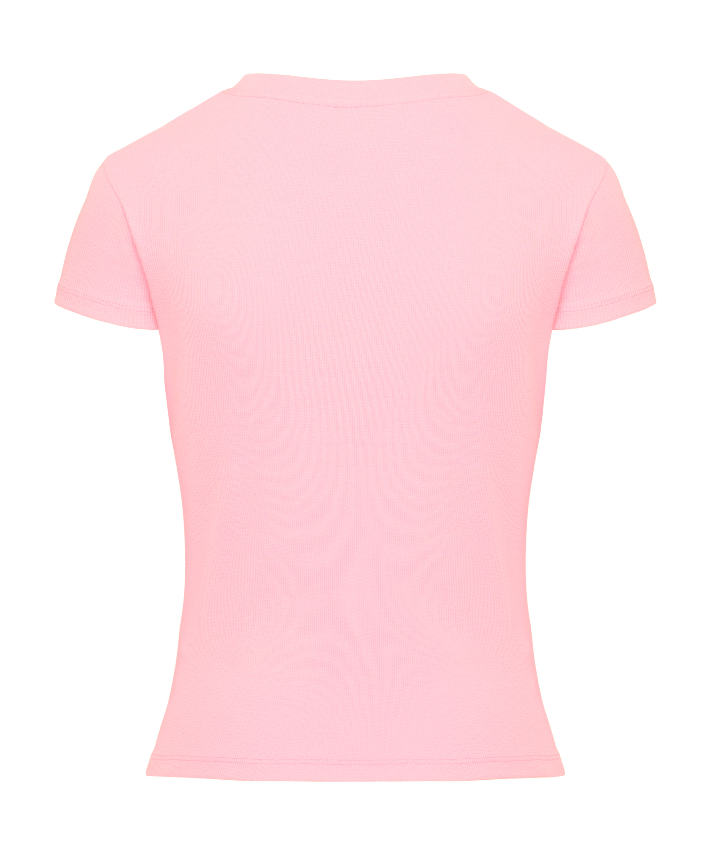 Top de pijama de manga corta rib crew neck, Rosa, main