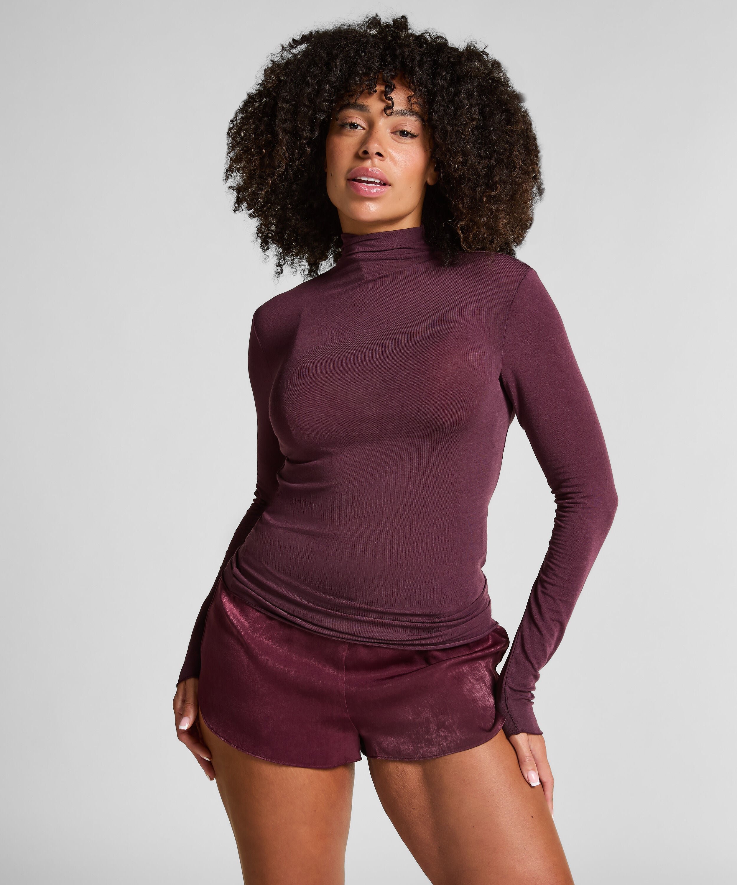 Camiseta de Cashmere con Cuello Alto super suave