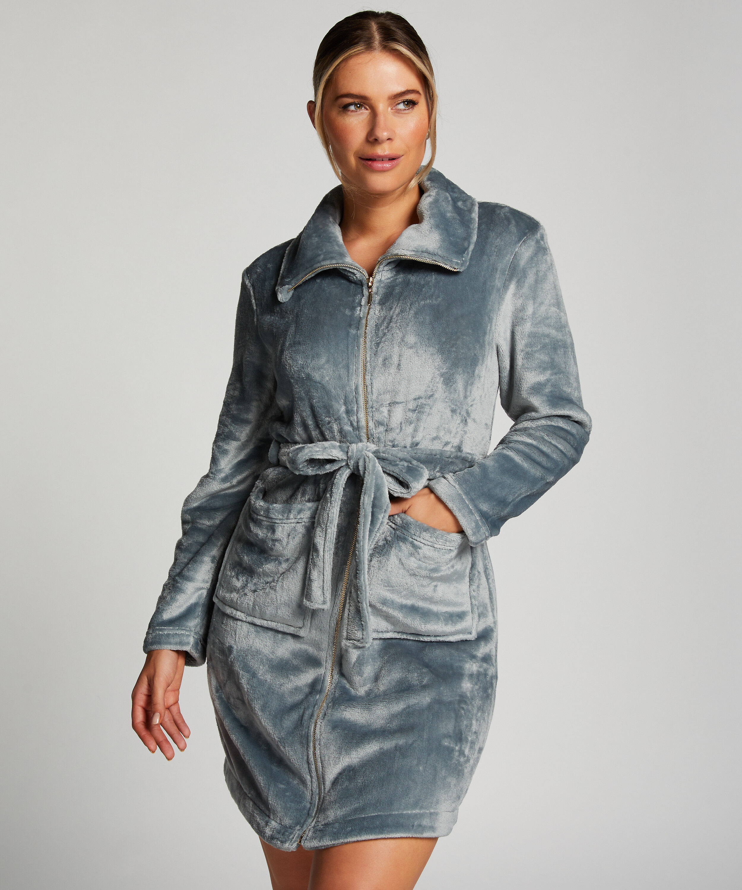 Albornoz Zip Fleece, Azul