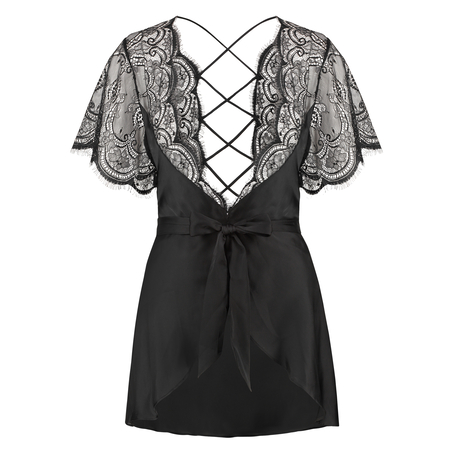 Kimono de satén Coco, Negro