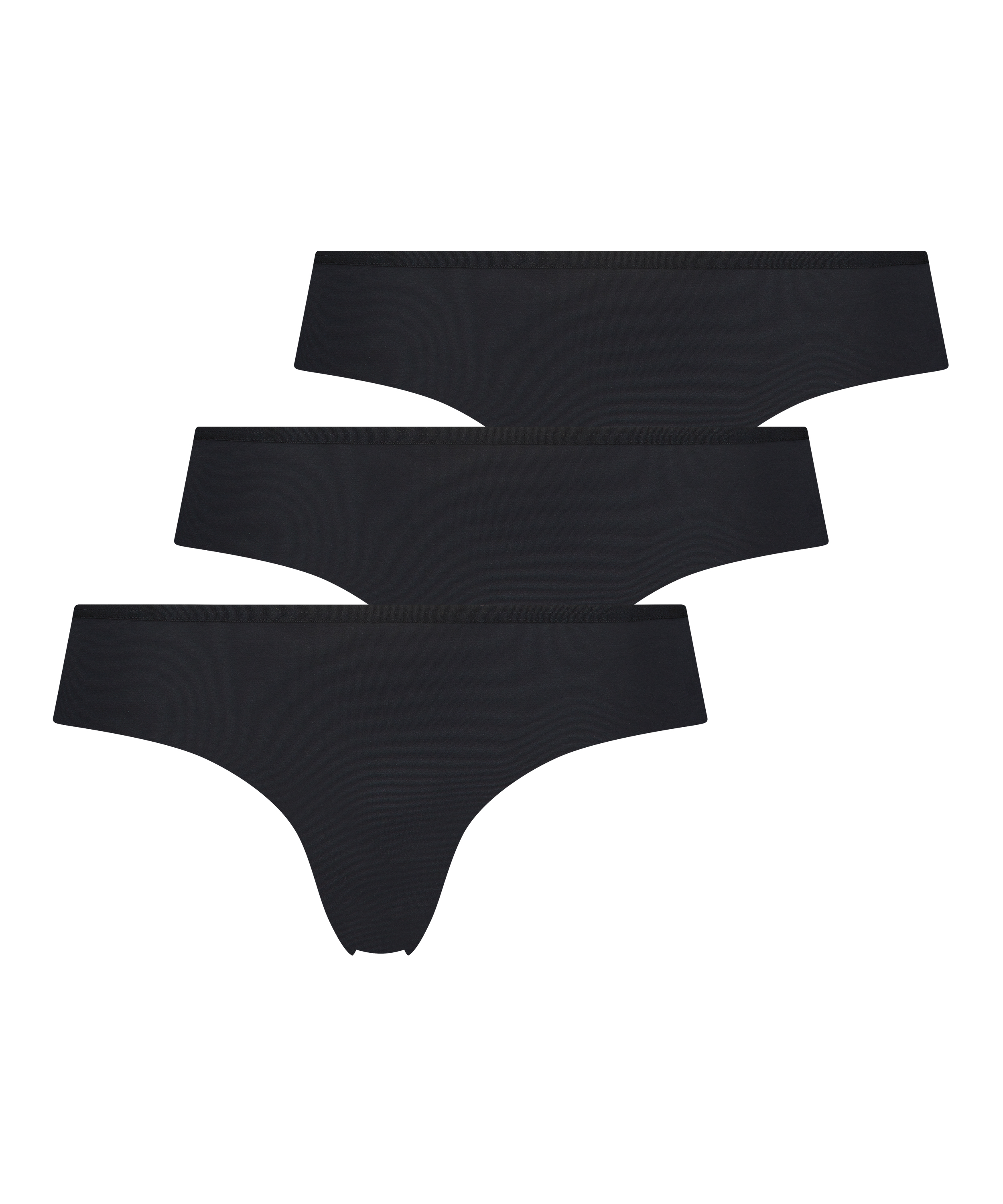 Lote de 3 braguitas brasileñas invisibles, Negro, main