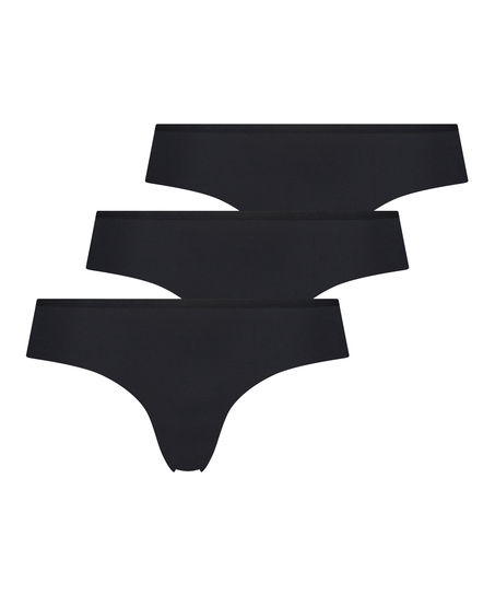 Lote de 3 braguitas brasileñas invisibles, Negro