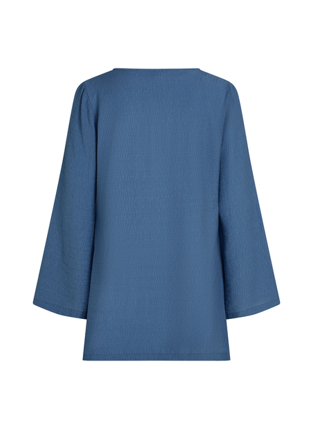 Vestido playero de manga larga con anillas, Azul