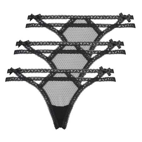 3-pack Itzel string, Negro