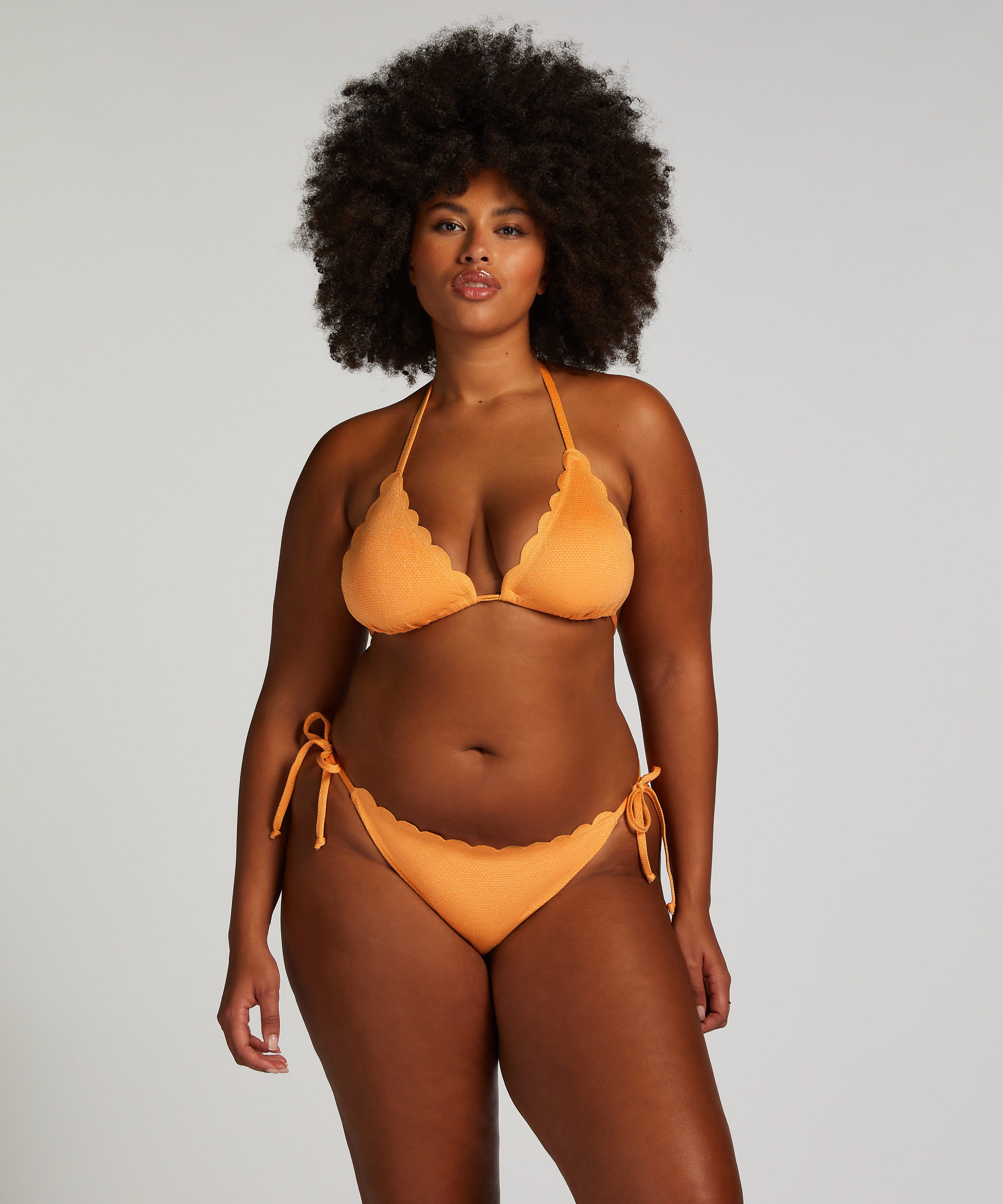 Braguita de Bikini Cheeky Tanga Scallop Lurex, Naranja, main