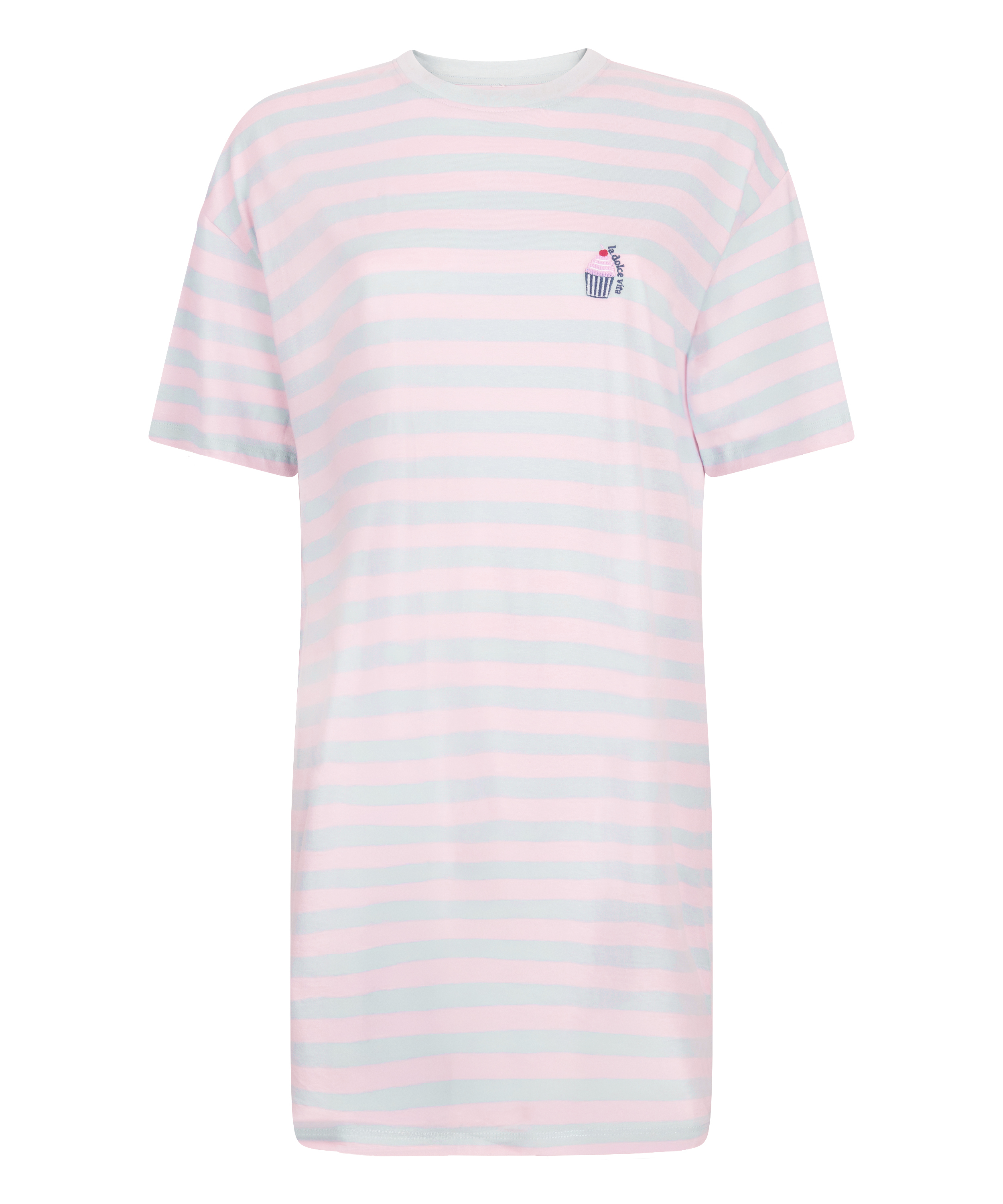 Camisón de cuello redondo, Azul, main