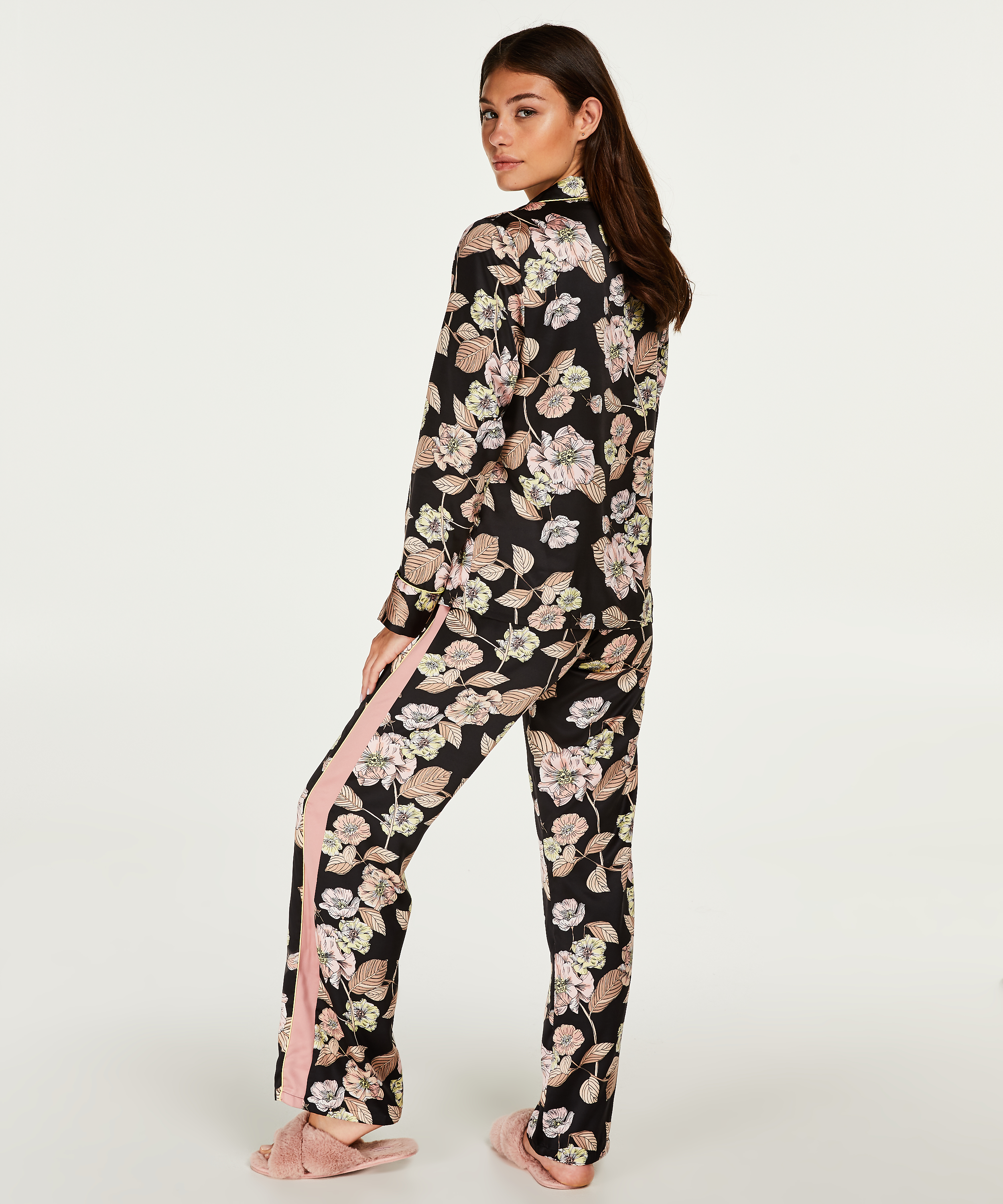 Pantalón de pijama satinado Emily, Negro, main