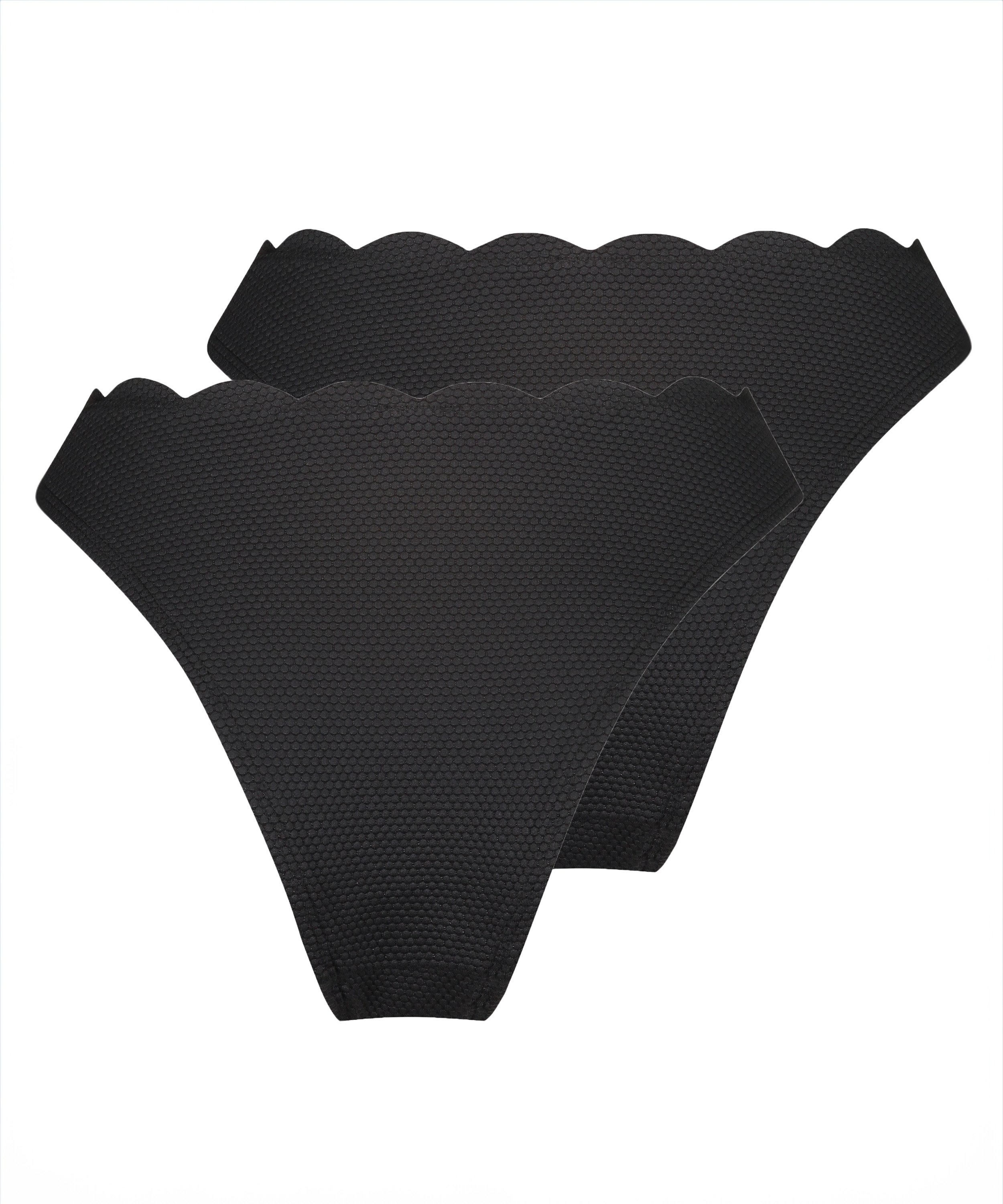 Pack de 2 braguitas de bikini Scallop, Negro, main