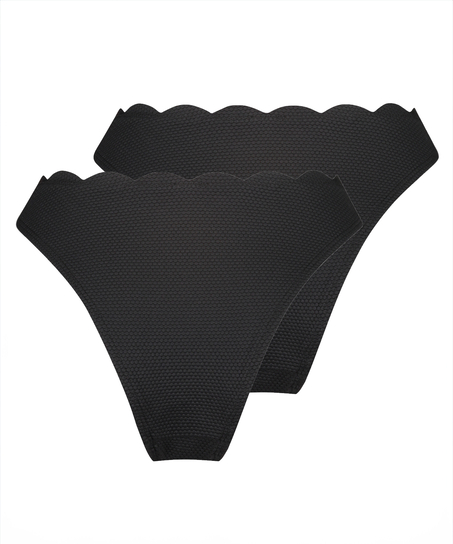 Pack de 2 braguitas de bikini Scallop, Negro