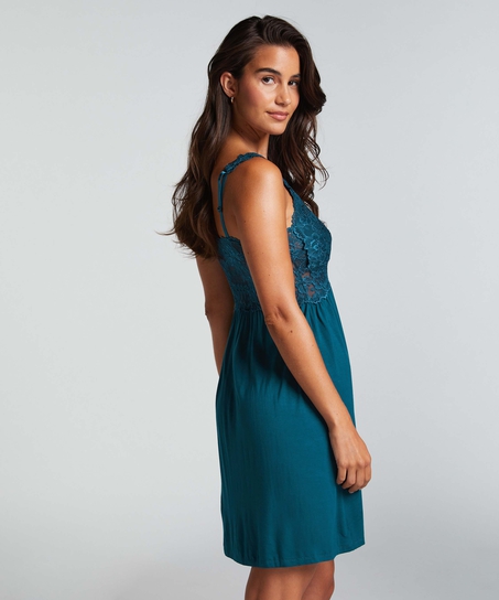 Vestido lencero Nora Lace, Azul