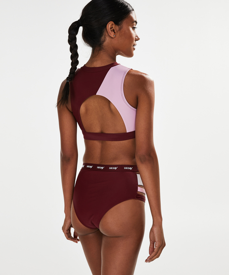 Atrevida braguita de bikini de corte alto HKMX, Rojo