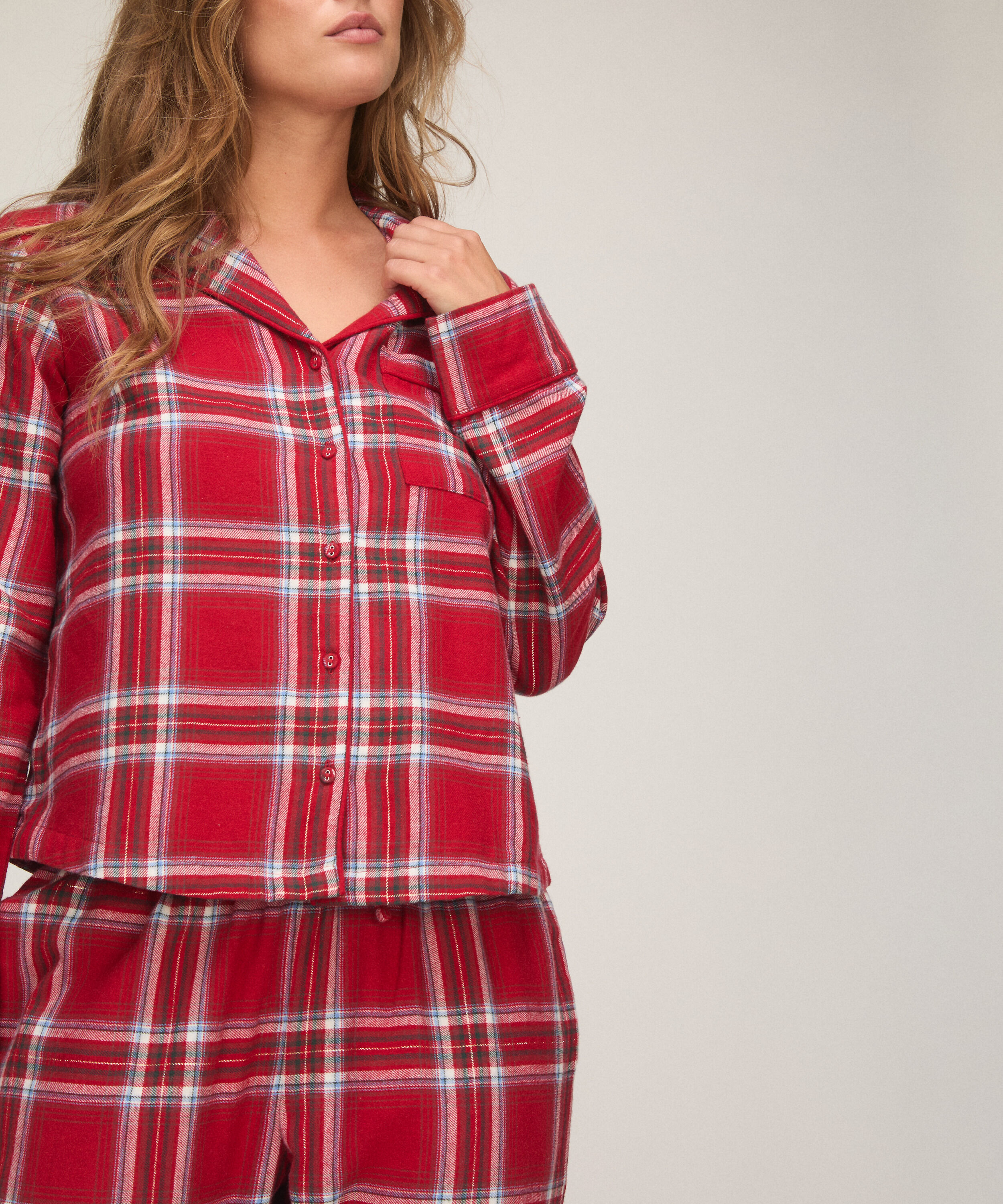 Top de pijama de franela, Rojo