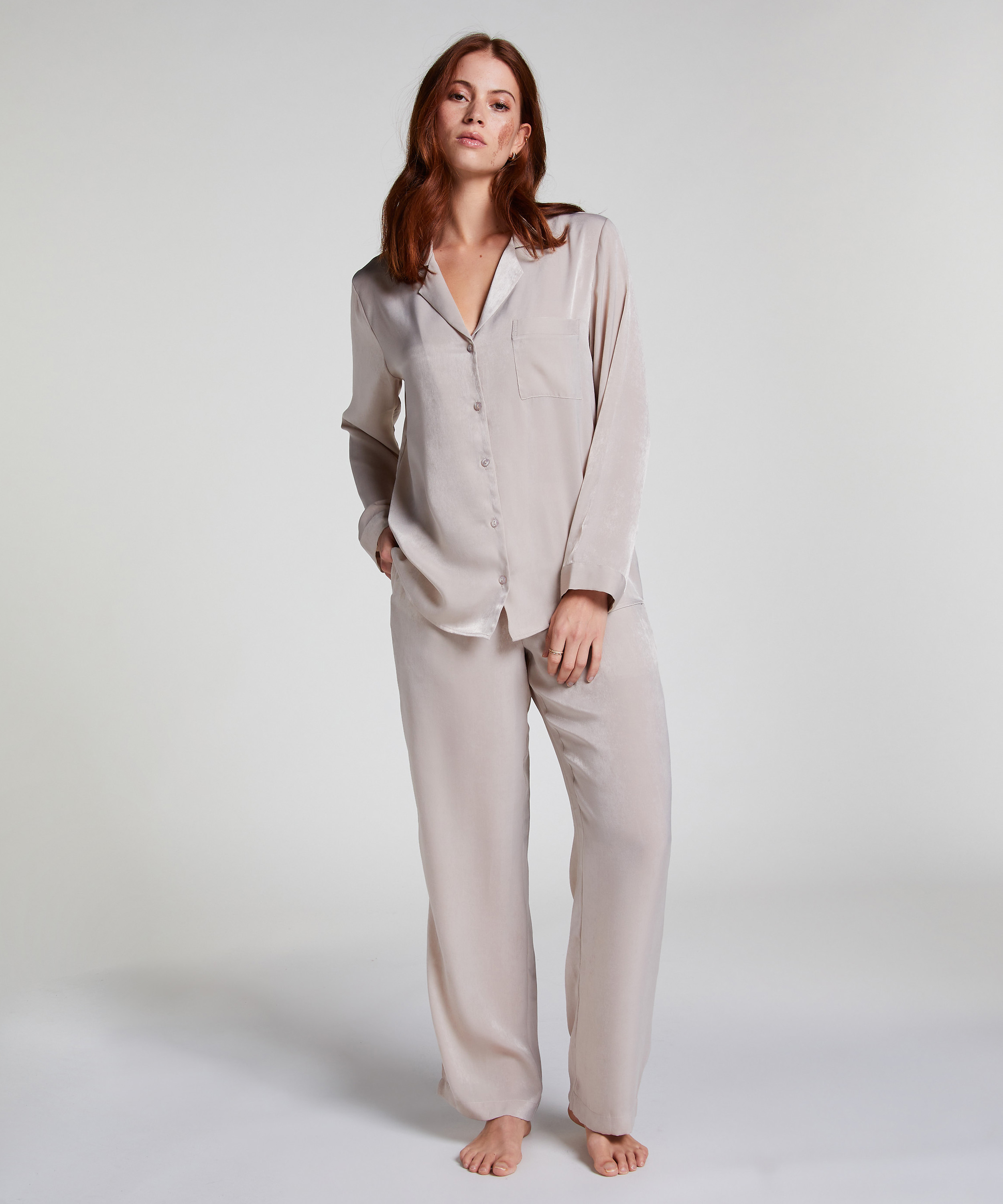 Chaqueta de manga larga y sat&eacute;n, Beige, main