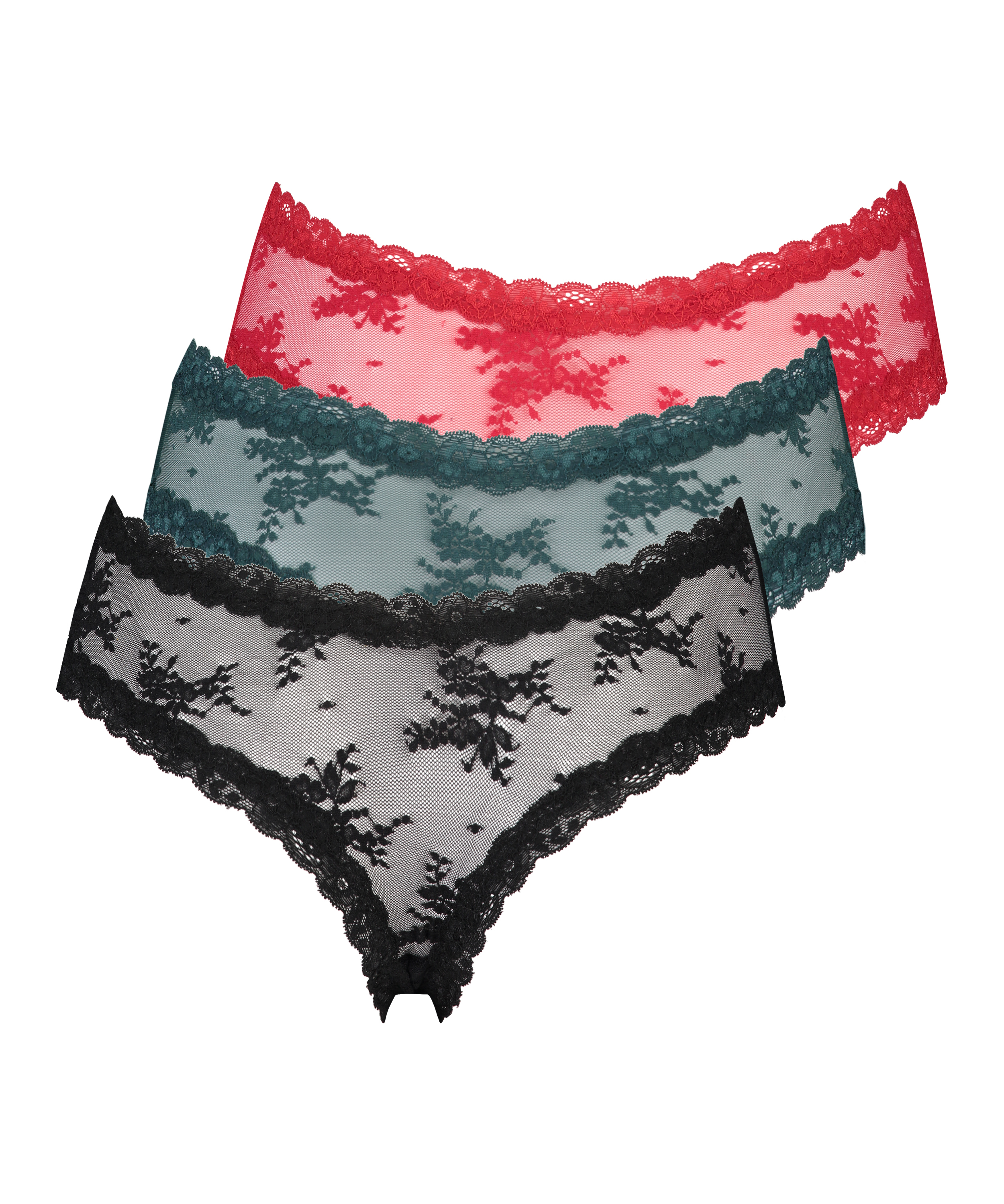 3 brasile&ntilde;as en forma de V Mesh, Negro, main