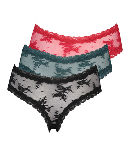 3 brasile&ntilde;as en forma de V Mesh, Negro