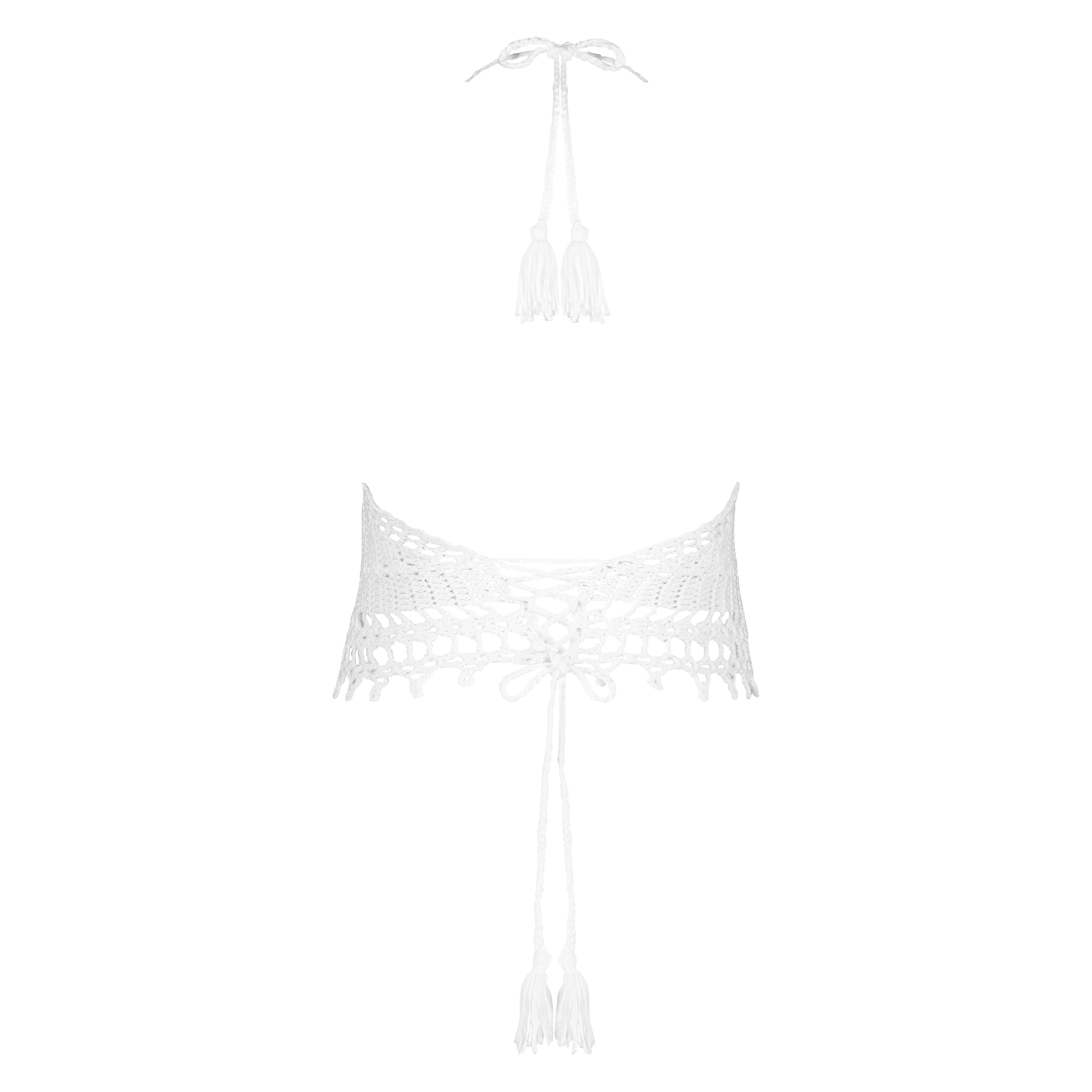 Top corto de crochet, Blanco, main