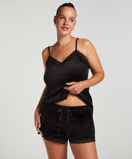 Camiseta top Velours Lace, Negro