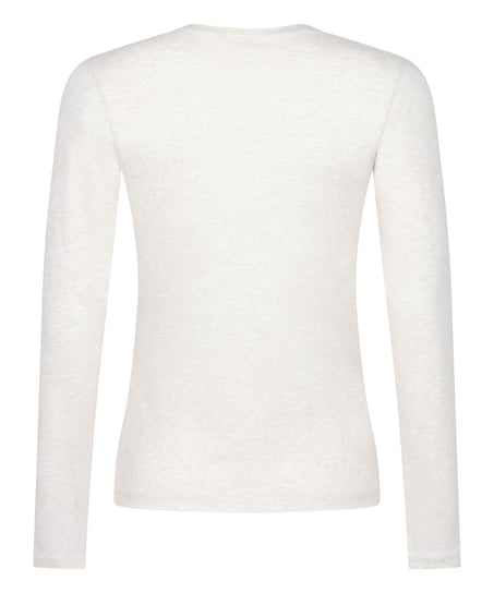 Camiseta de manga larga en algodón suave, Beige