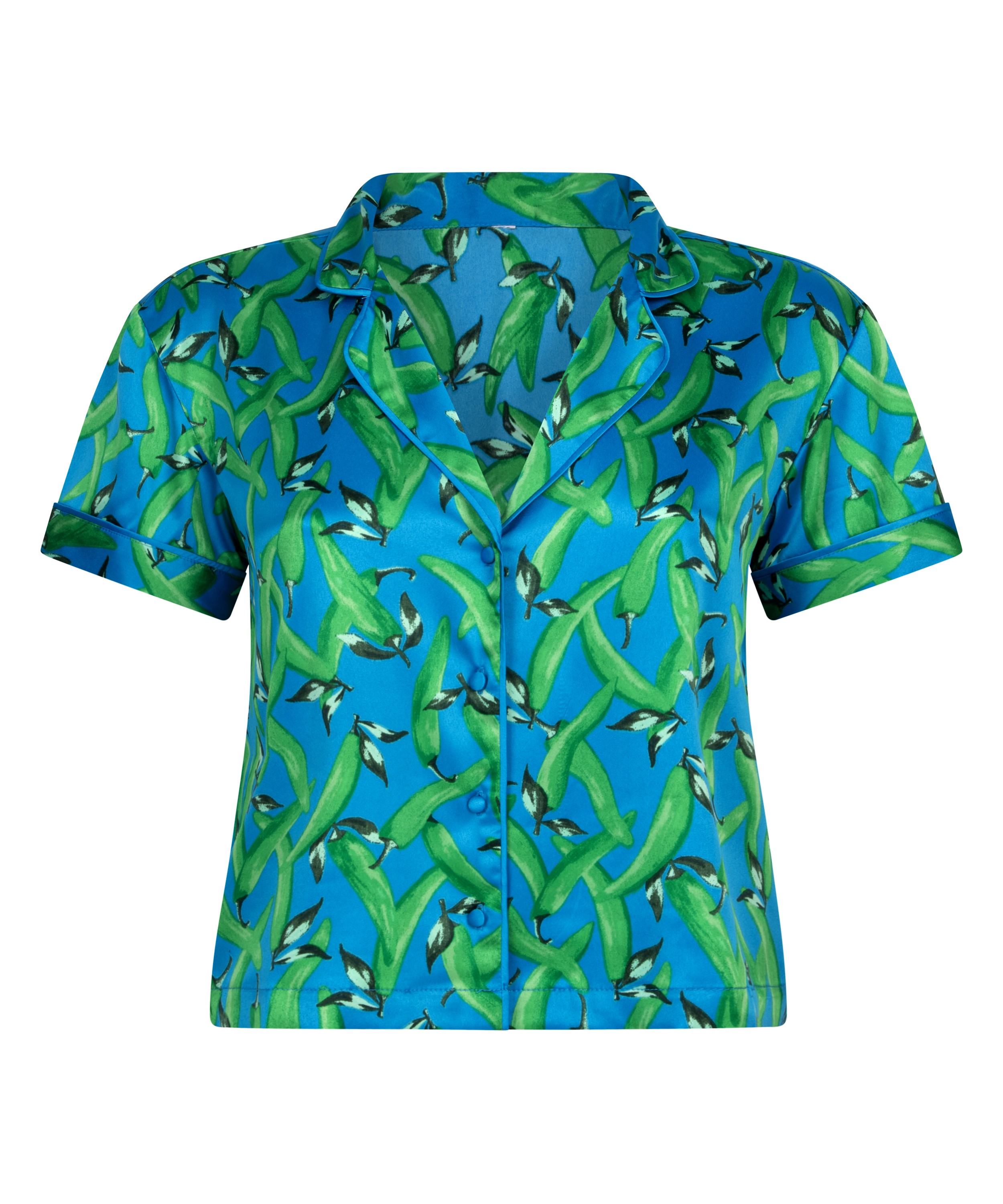 Chaqueta de manga corta de satén, Azul, main