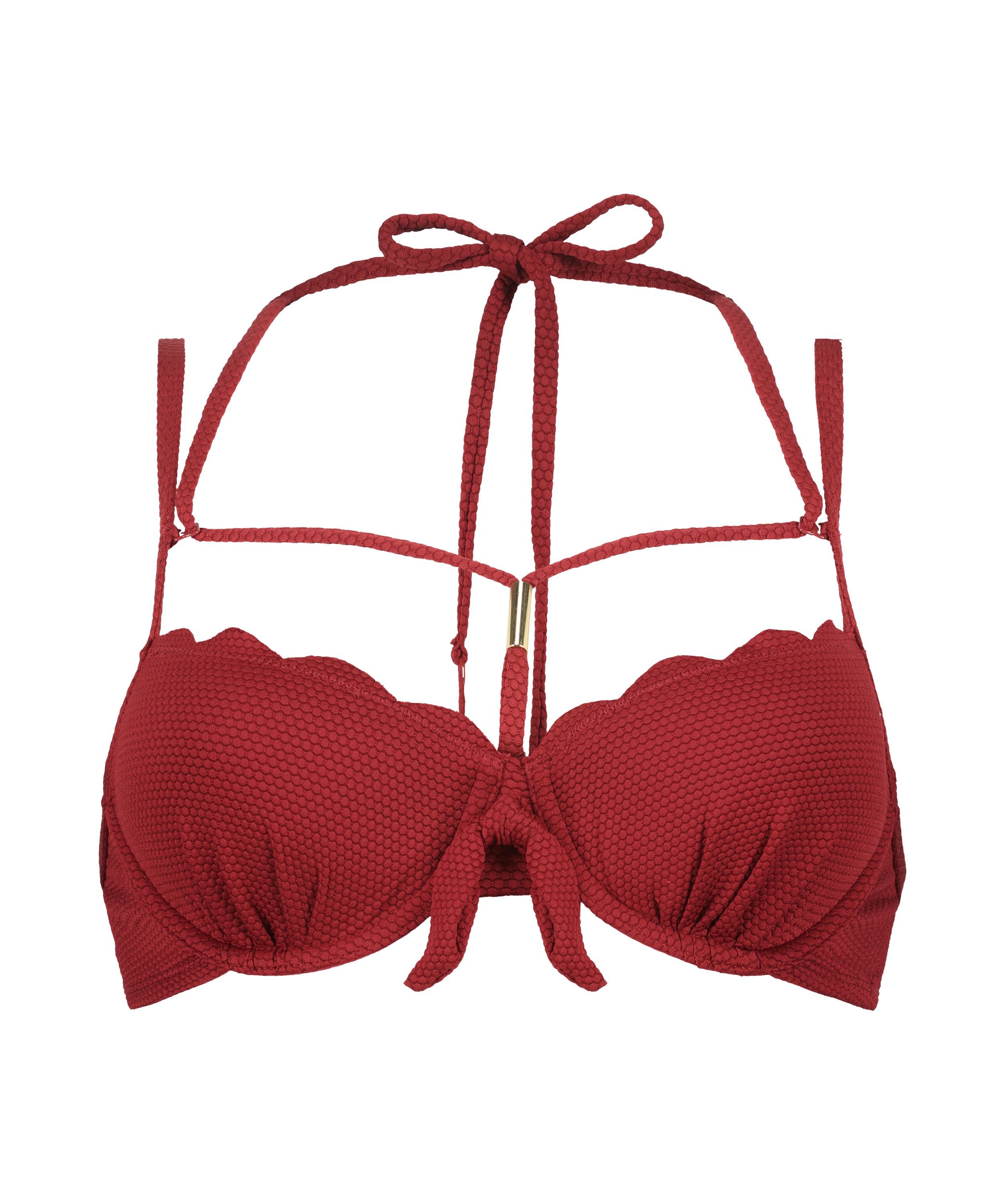 Top de bikini preformado de aros Scallop, Rojo, main