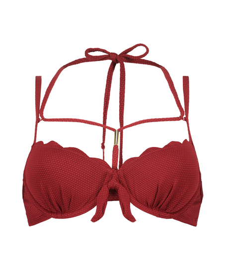 Top de bikini preformado de aros Scallop, Rojo