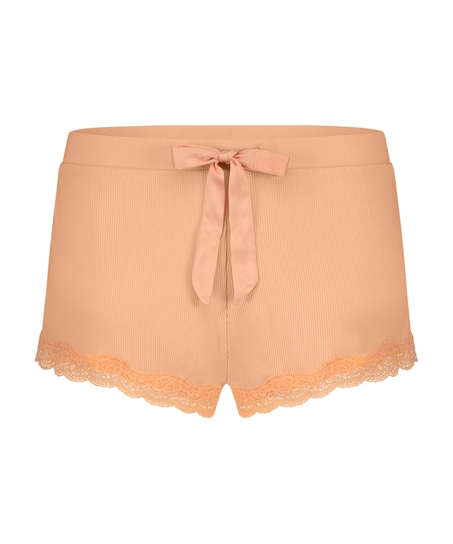Shorts de canalé de encaje, Rosa
