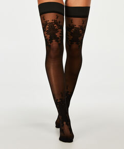 Medias autosostenibles de 20 Denier Floral, Negro