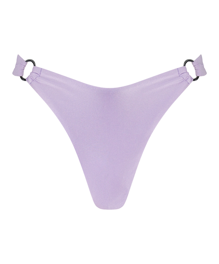 Braguita de bikini de pierna alta con anillas Aruba, Morado