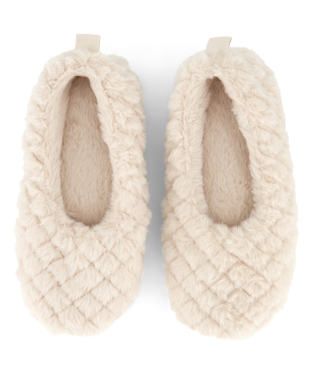 Pantuflas de bailarina esponjosas, Beige